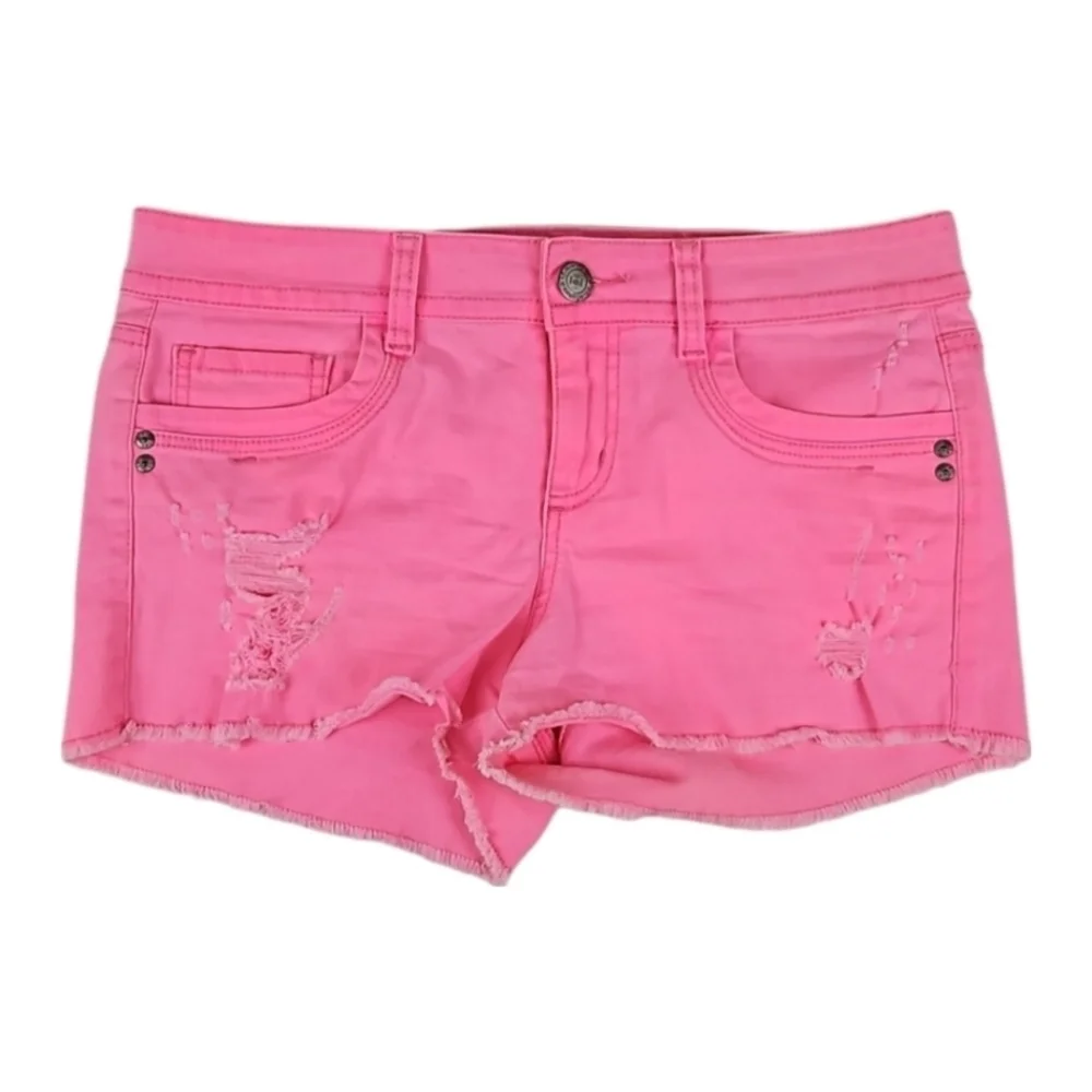Retro Pink Distressed Jean Denim Shorts Size 9